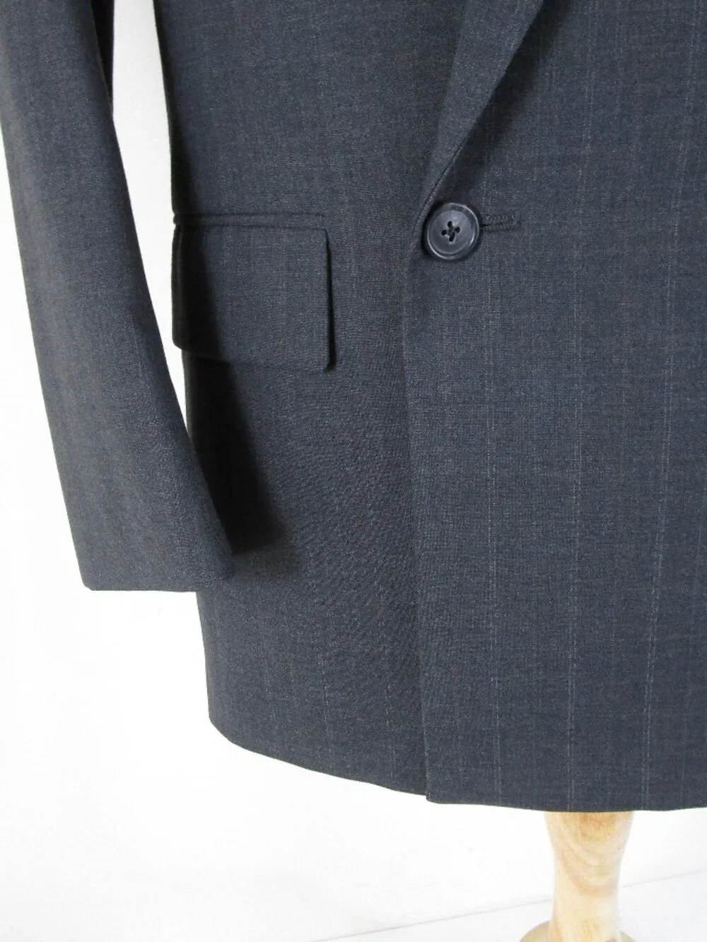 Vintage Pierre Balmain Gray Pinstripe Double Breast Wool Suit 40R Pants 30 X 30